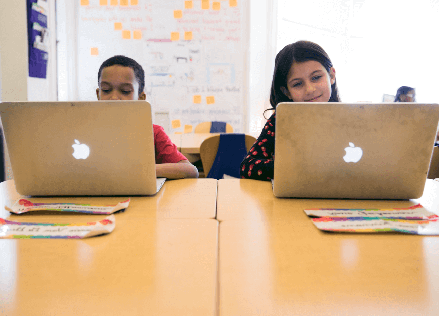 Lower School students at computers